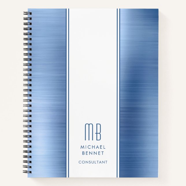 Cuaderno Elegante Monogramed Blue Business (Anverso)