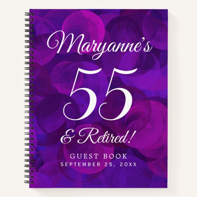 Cuaderno Elegante morado 55 y Fiesta de retiro jubilado (Anverso)
