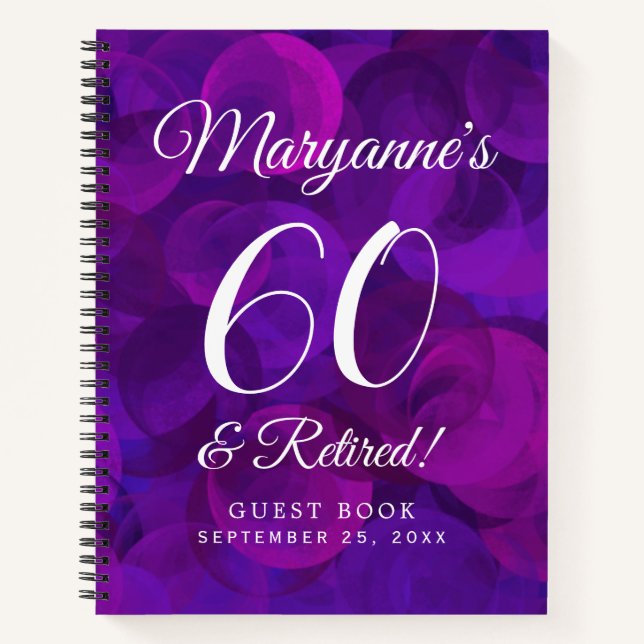 Cuaderno Elegante morado 60 y Fiesta jubilado retirado (Anverso)