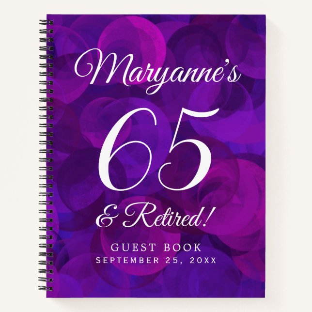 Cuaderno Elegante morado 65 y Fiesta jubilado retirado (Anverso)