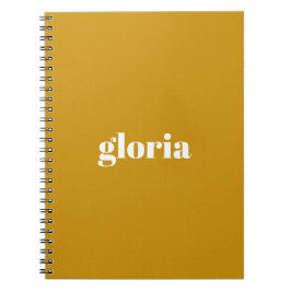 Cuaderno Elegante mostaza amarillo liso nombre personalizad