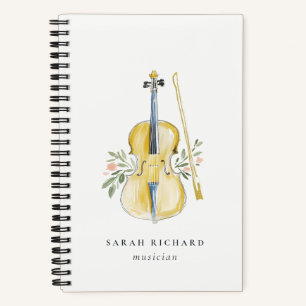 Cuaderno Elegante Músico de Violín al Agua Música Profesor