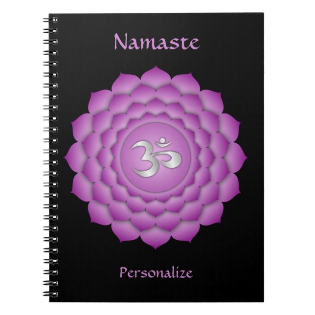 Cuaderno Elegante Namaste Violet Crown Chakra Personaliza (Frente)