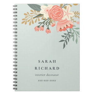 Cuaderno Elegante Naranja Dusky Azul Rubor Ambrosia Floral