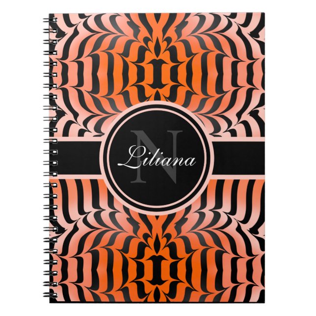 Cuaderno Elegante Naranja estético e impresión de piel de t (Frente)