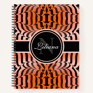 Cuaderno Elegante Naranja estético e impresión de piel de t