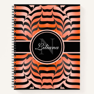 Cuaderno Elegante Naranja estético e impresión de piel de t