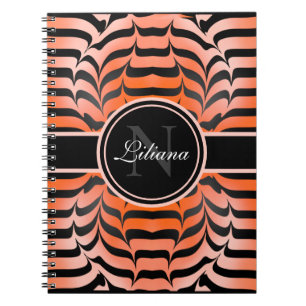 Cuaderno Elegante Naranja estético e impresión de piel de t