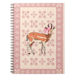 Cuaderno Elegante Navidad rosa con patrón de cierva 