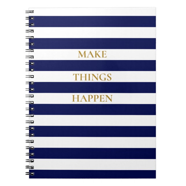Cuaderno Elegante Navy Minimal franjas azul y blanca (Frente)