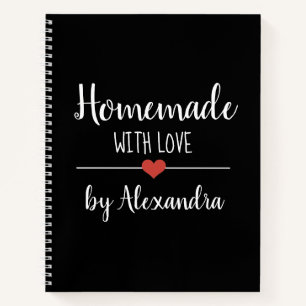 Cuaderno Elegante negro casero hecho con receta de amor