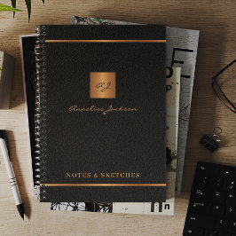 Cuaderno Elegante nombre de guión monograma negro personali