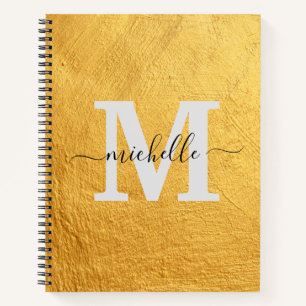 Cuaderno Elegante nombre de Monograma de Oro Negro