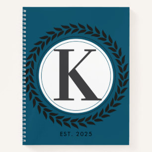 Cuaderno Elegante nombre inicial monograma azul