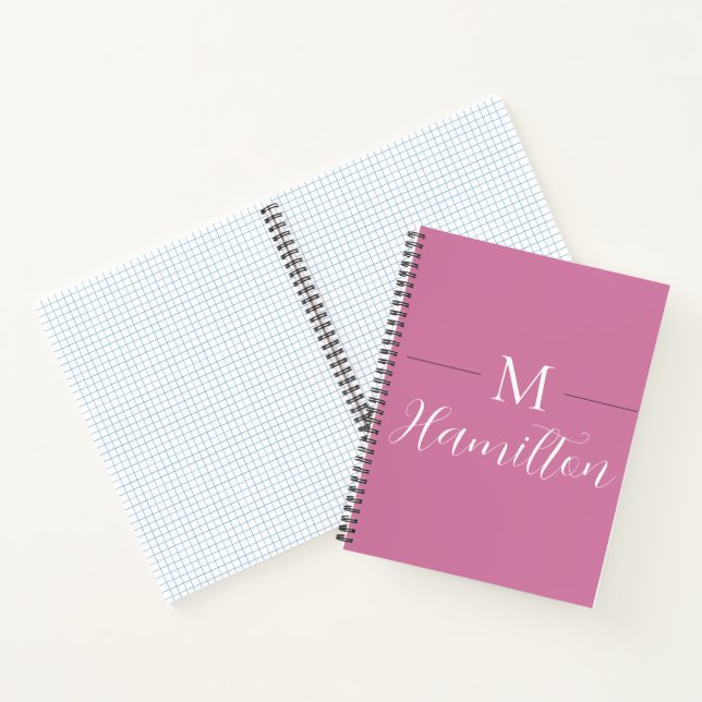 Cuaderno Elegante nombre Minimalista de monograma rosa prof (Interior)