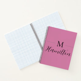 Cuaderno Elegante nombre Minimalista de monograma rosa prof