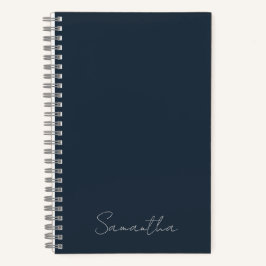Cuaderno Elegante Nombre personalizado Bloc de notas azul o