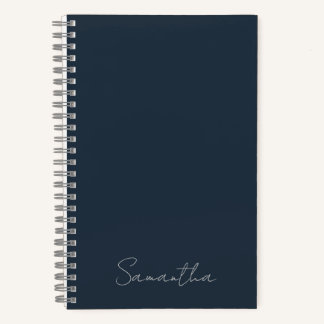 Cuaderno Elegante Nombre personalizado Bloc de notas azul o