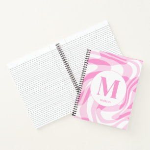 Cuaderno Elegante nombre personalizado en rosa y blanco