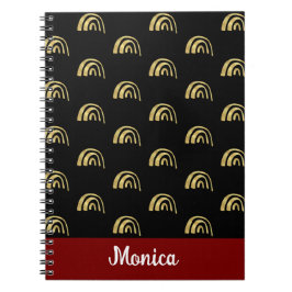Cuaderno Elegante nombre personalizado patrón de arcoíris d