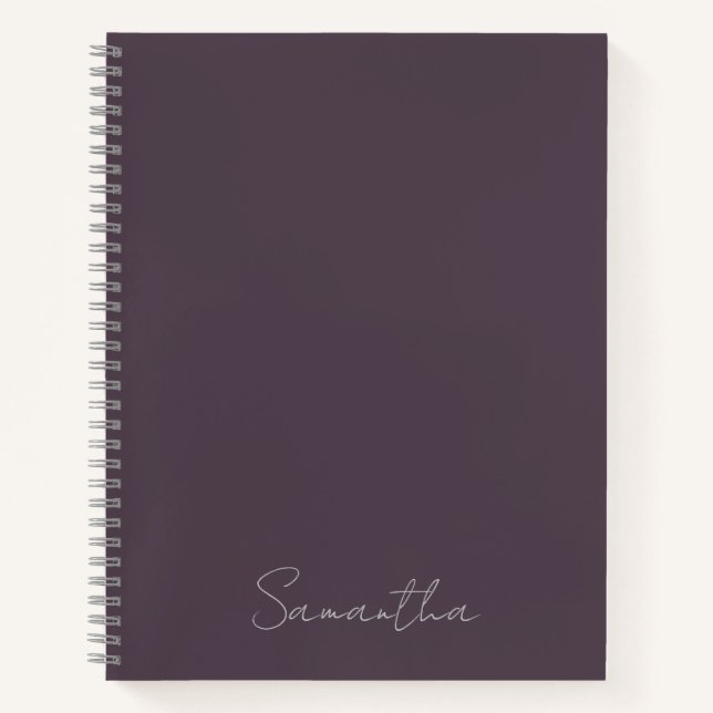 Cuaderno Elegante Nombre Personalizado Purple Taupe (Anverso)