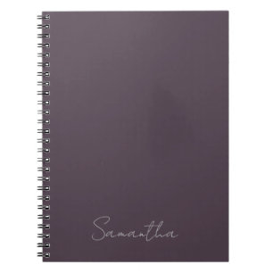 Cuaderno Elegante nombre personalizado púrpura taupe
