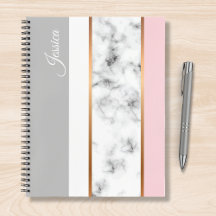 Elegante nombre personalizado rosa gris de mármol 
