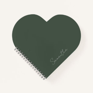 Cuaderno Elegante nombre personalizado verde oscuro