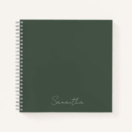 Cuaderno Elegante nombre personalizado verde oscuro