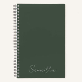 Cuaderno Elegante nombre personalizado verde oscuro