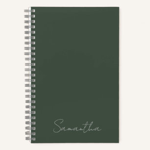 Cuaderno Elegante nombre personalizado verde oscuro