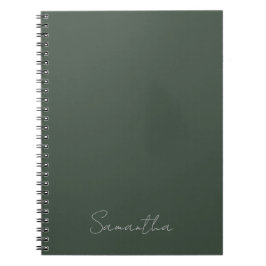 Cuaderno Elegante nombre personalizado verde oscuro
