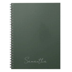 Cuaderno Elegante nombre personalizado verde oscuro