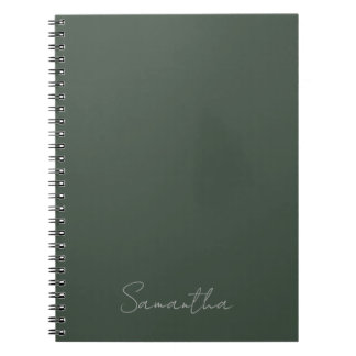 Cuaderno Elegante nombre personalizado verde oscuro