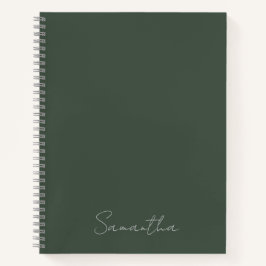 Cuaderno Elegante nombre personalizado verde oscuro