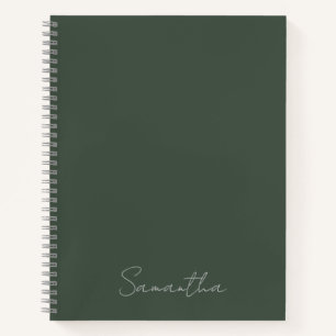 Cuaderno Elegante nombre personalizado verde oscuro
