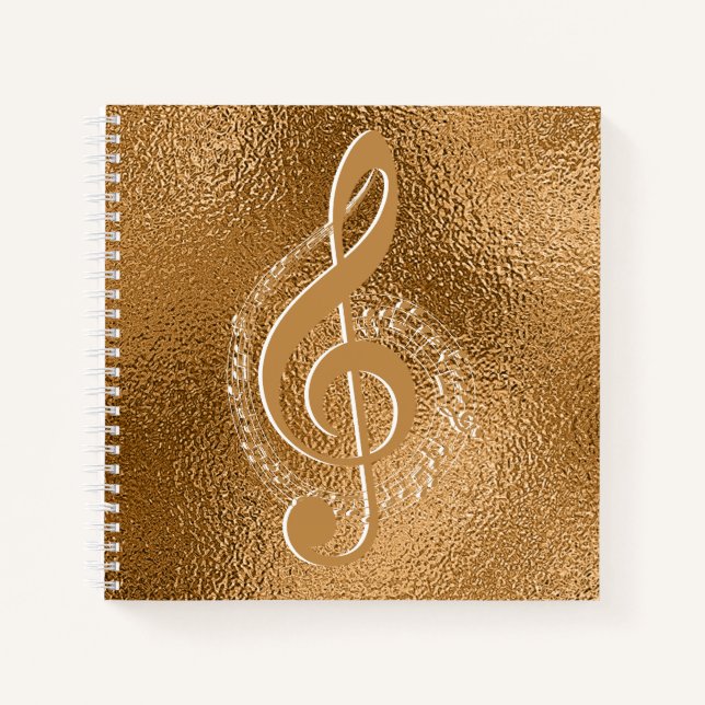 Cuaderno Elegante Nota de Música Metálica Gold Bronze  (Anverso)