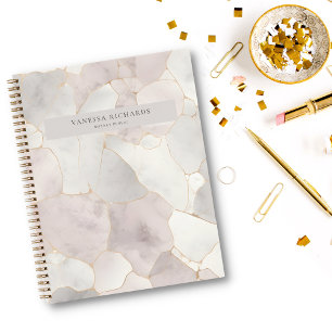 Cuaderno Elegante Notario de Lujo Rosa y Mármol Gris Públic