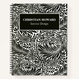 Cuaderno Elegante Oficina de Patrón Blanco y Negro Personal