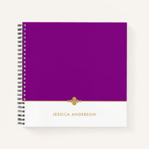 Cuaderno Elegante oro blanco morado personalizado