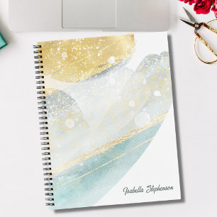 Cuaderno Elegante oro moderno con lámina y abstracto person