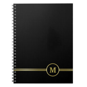 Cuaderno Elegante oro Monograma personalizado sobre negro