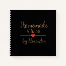 Elegante oro negro Casero con receta de amor Nota