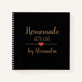 Cuaderno Elegante oro negro Casero con receta de amor Nota