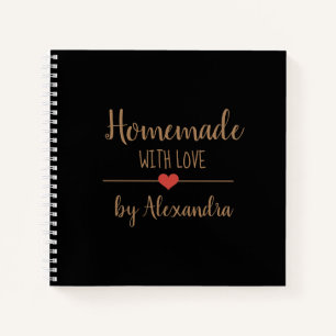 Cuaderno Elegante oro negro Casero con receta de amor Nota