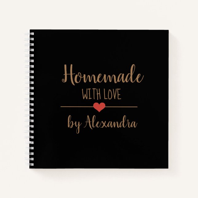 Cuaderno Elegante oro negro Casero con receta de amor Nota (Anverso)