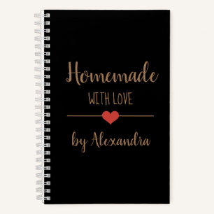 Cuaderno Elegante oro negro Casero hecho con receta de amor