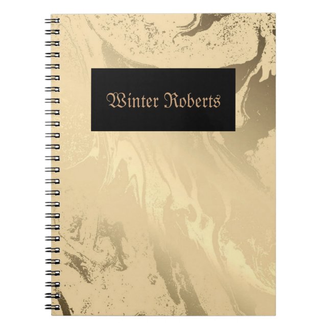 Cuaderno Elegante oro personalizado y negro (Frente)