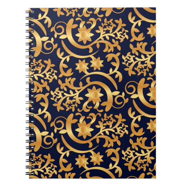 Cuaderno Elegante oro y azul marino oscuro (Frente)
