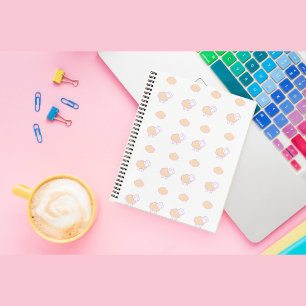 Cuaderno Elegante Oveja Rosa Cuta Con Patrón De Nubes